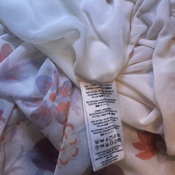 FREE PEOPLE Wildflower Honey Cream Floral Mesh Long Sleeve Top Size Small - Picture 6 of 6